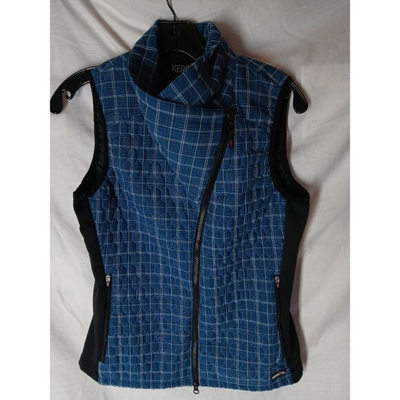 Kerrits Womens Quilted Blue Plaid Riding Vest S Asymmetrical Equestrian Riding - Picture 12 of 16